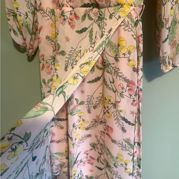 Tommy Hilfiger Floral 3/4 Balloon Sleeve Faux Wrap Dress Womens 14 pink Multi - Picture 10 of 15